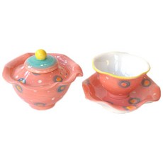 手繪茶具 粉色 1人份組, 1套