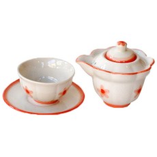 手繪茶具 迷你紅花圖案 1人份組, 1套