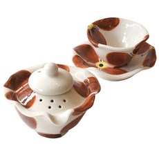 手繪茶具 棕花圖案 1人份組, 1套