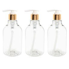 Glassdomae 分裝空瓶 DN350 350ml+按壓頭, 透明 金色, 3瓶