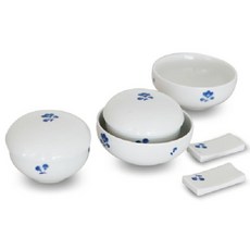 KwangJuYo 花卉圖案雙人白瓷飯碗組, 1套