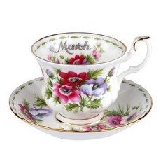 로얄알버트 ANEMONE TEA CUP + SAUCER 3월, 1개, 1세트