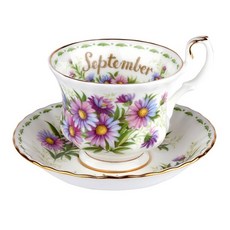 로얄알버트 MICHAELMAS DAISY TEA CUP + SAUCER 9월, 1개, 1세트