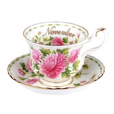 로얄알버트 CHRYSANTHEMUM TEA CUP + SAUCER 11월, 혼합색상, 1개, 1세트