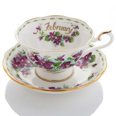 로얄알버트 VIOLET TEA CUP + SAUCER(AVON) 2월, 혼합색상, 1개, 1세트