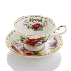 로얄알버트 ANEMONE TEA CUP + SAUCER(AVON) 3월, 혼합 색상, 1세트