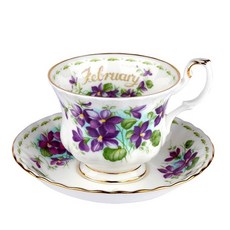 로얄알버트 VIOLET TEA CUP + SAUCER 2월, 혼합색상, 1개, 1세트