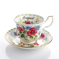 로얄알버트 POPPY + CORNFLOWER TEA CUP + SAUCER 8월, 1개, 1세트