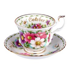 로얄알버트 COSMOS TEA CUP + SAUCER 10월, 1개, 1세트