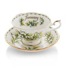 로얄알버트 SNOW DROP TEA CUP + SAUCER(AVON) 1월, 1개, 1세트