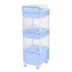 Living Smile 袖珍方型混合型3層收納推車組, 藍色, 1入