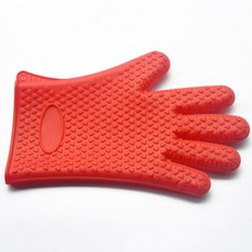 블럭마트 실리콘 미끄럼방지 오븐장갑, 레드, 1개