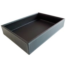 人造皮革方形托盤, 黑色, 1個