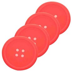 블럭마트 실리콘 단추컵받침, 레드, 4입