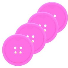 블럭마트 실리콘 단추컵받침, 핑크, 4입