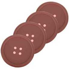 블럭마트 실리콘 단추컵받침, 브라운, 4입