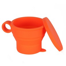 리빙퓨어 실리콘 접이형 컵 + 뚜껑 오렌지, 1개