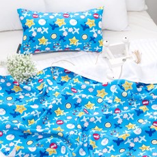 Apoa Room 印花纖維被套+枕頭套+床墊, 藍色