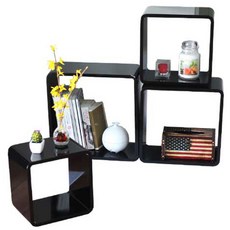 미트라샵 사각 공간박스 4pcs 블랙, 1세트