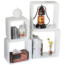 미트라샵 사각 공간박스 4pcs 화이트, 1세트