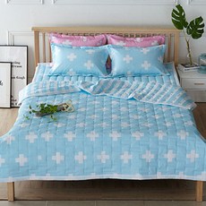YEJINAHOME 大十字桃皮繡被, 藍色