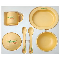 인그린베이비 PLA 100% 유아식기 세트 7종 내열 이유식기 옥수수식기, 1세트, 소쟁반 + 밥그릇 + 밥그릇뚜껑 + 국그릇 + 컵 + 스푼 + 포크