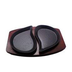 現代鑄物 鑄鐵雙格牛排盤組, 1套, 1個