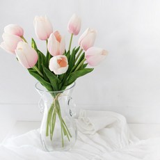 MORIANN 如真花般的鬱金香花束, 淺粉色