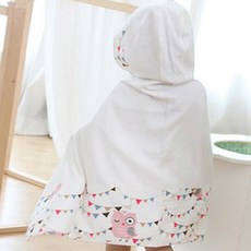 아가똥 대나무섬유 유아 후드 바스타올, 부엉이핑크, 1개