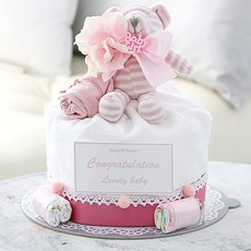 嬰兒麵包店尿布蛋糕睡熊毯子粉色 100 天禮物, 粉色, 1組