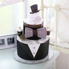 Baby Bakery 慶祝嬰兒滿月燕尾服造型嬰兒用品蛋糕, 1組