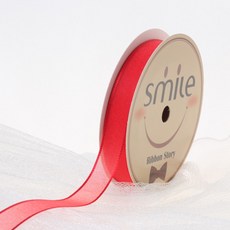 杜里與創作 絲質珍珠歐根紗緞帶 15mm 12號, 紅色, 2個, 9m