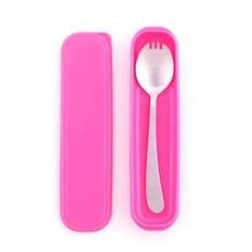 라온누리 휴대용 도시락수저 포카락, 핑크, 1세트