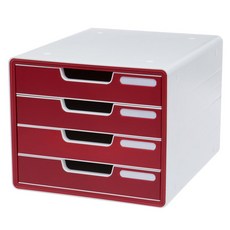 SYSMAX 豪華彩色文件盒 4 層, 紅色的, 1 個, 四段