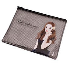 노랜드 메쉬 일러스트 화장품 파우치