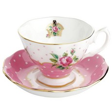 로얄알버트 CHEEKY PINK 빈티지 티 컵/받침, 1개, 1세트