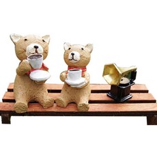 不在CMS(1107) Countryitem 動物系列裝飾公仔, 喝咖啡的貓, 1套