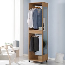 뜨란리빙 코딩 이동 행거장 2 /거울포함, 오크