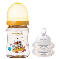 LITTLE BOBDOG PESU奶嘴奶瓶+奶嘴 第1階段(新生兒), 黃色, 200ml, 1入