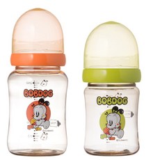 LITTLE BOBDOG PESU無奶嘴奶瓶 綠色 150ml+橘色 260ml, 1組