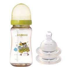 LITTLE BOBDOG PESU無奶嘴奶瓶+奶嘴, 綠色, 300ml, 1組