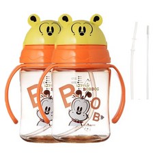 LITTLE BOBDOG PESU吸管奶瓶2入組 280ml, 橘色