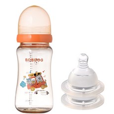 LITTLE BOBDOG PESU無奶嘴奶瓶+奶嘴, 橘色, 300ml, 1組