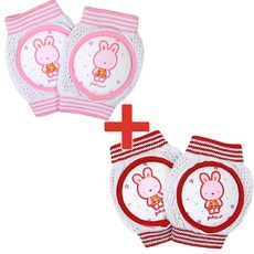 babybear 涼感網眼護膝組 兔子 粉色+兔子 紅色, 1組