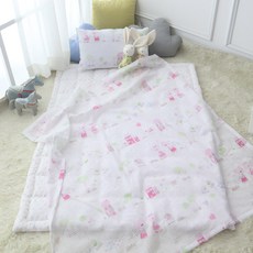 BEAUTE HOUSE 印花皺摺午睡被組, 小熊款(粉色)