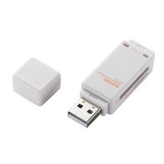 ELECOM 超小型記憶棒讀卡機 白色 MR-K011WH, 1個