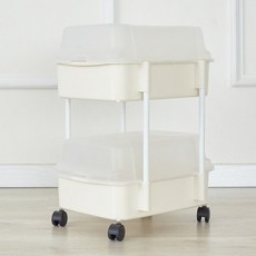 네일코리아 다용도 기저귀정리함 커버형 2단, 아이보리, 1개