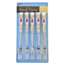 GENIAL 葉子圖案下午茶叉, 5件, 混色