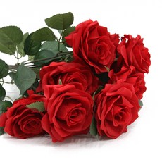 ASPASIA 仿真擬真玫瑰花叢, 紅色, 1個