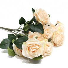 ASPASIA 仿真擬真玫瑰花叢, 蜜桃色, 1個